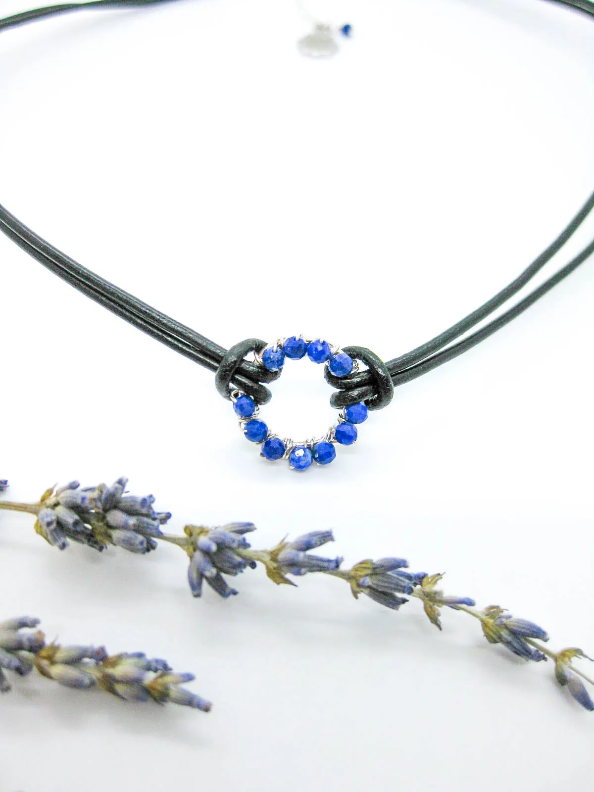 Circle: Lapis Leather Necklace - n523