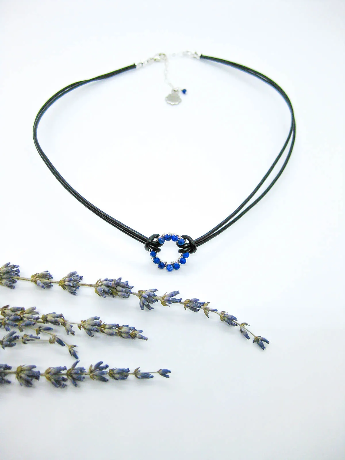 Circle: Lapis Leather Necklace - n523