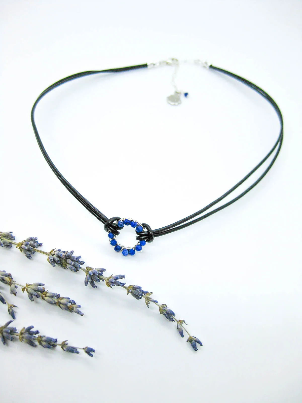 Circle: Lapis Leather Necklace - n523