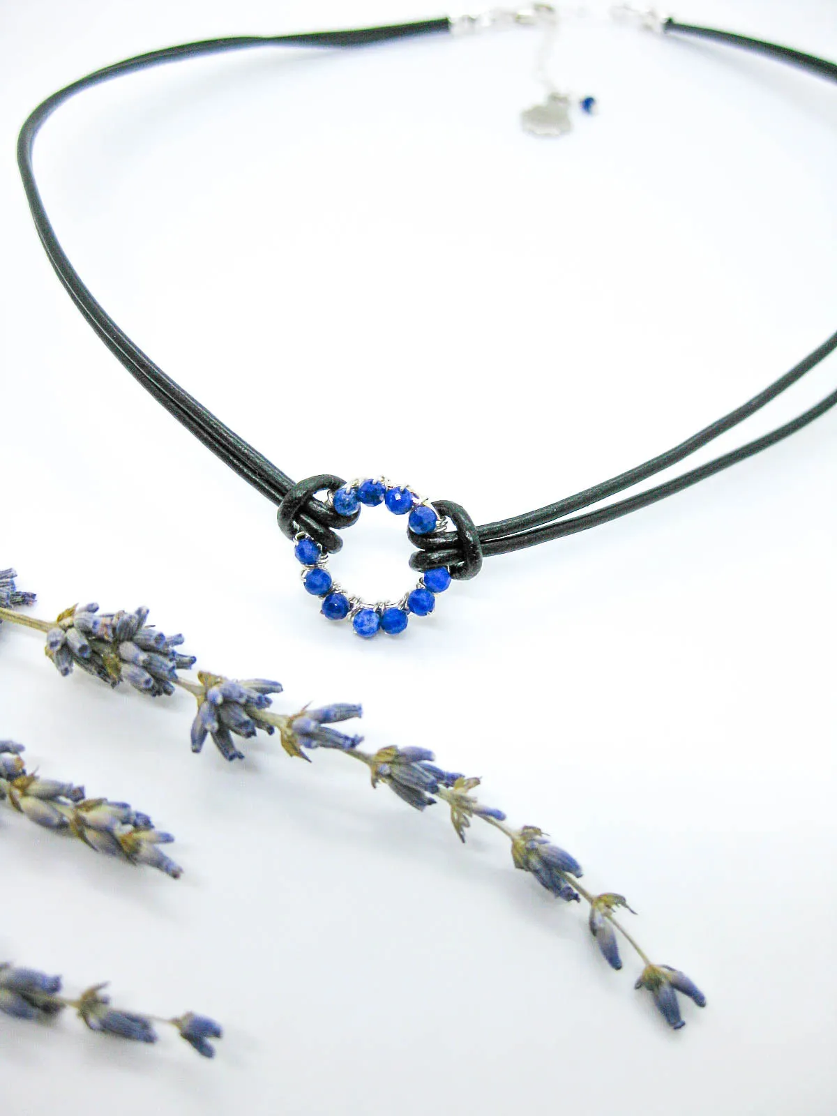 Circle: Lapis Leather Necklace - n523