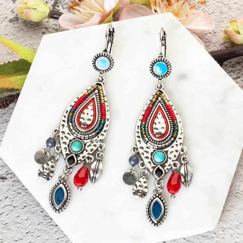 Colorful Ethnic Styled Drop Earrings