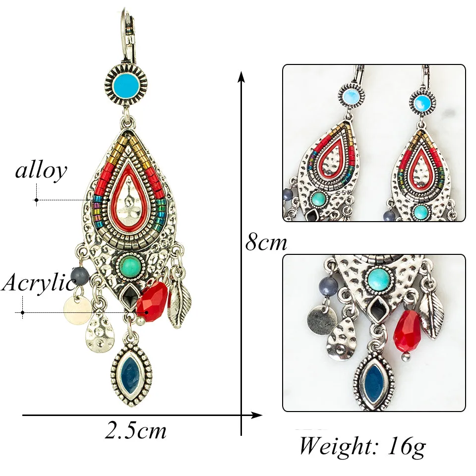 Colorful Ethnic Styled Drop Earrings