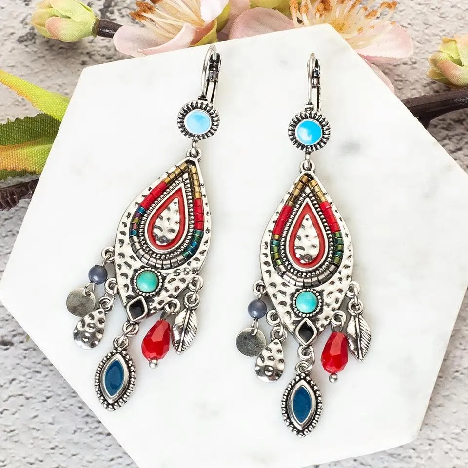 Colorful Ethnic Styled Drop Earrings