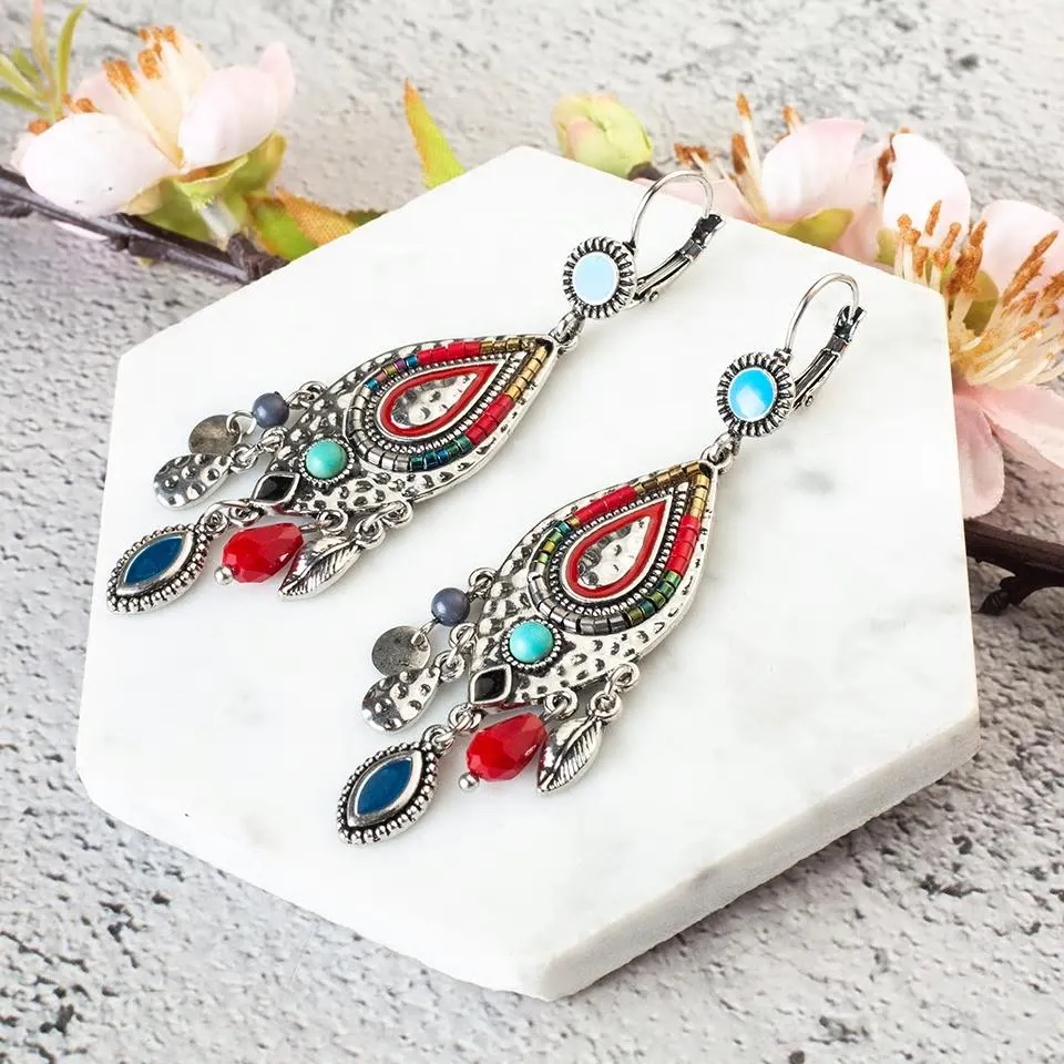 Colorful Ethnic Styled Drop Earrings