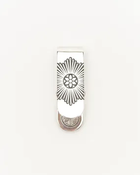 Cream Dream Money Clip, Sunburst Rosette, Sterling