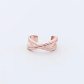 Cross Lines Ear Cuff - Rose Gold