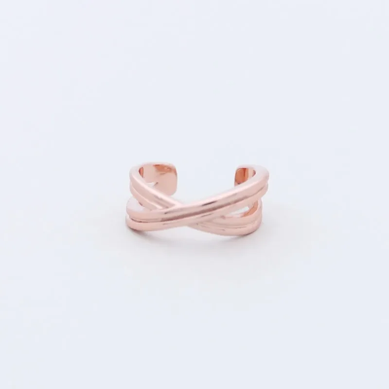 Cross Lines Ear Cuff - Rose Gold