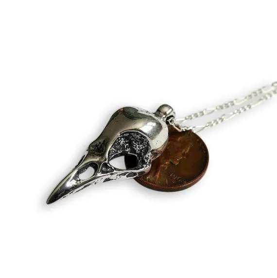 Crow Skull Pendant Necklace