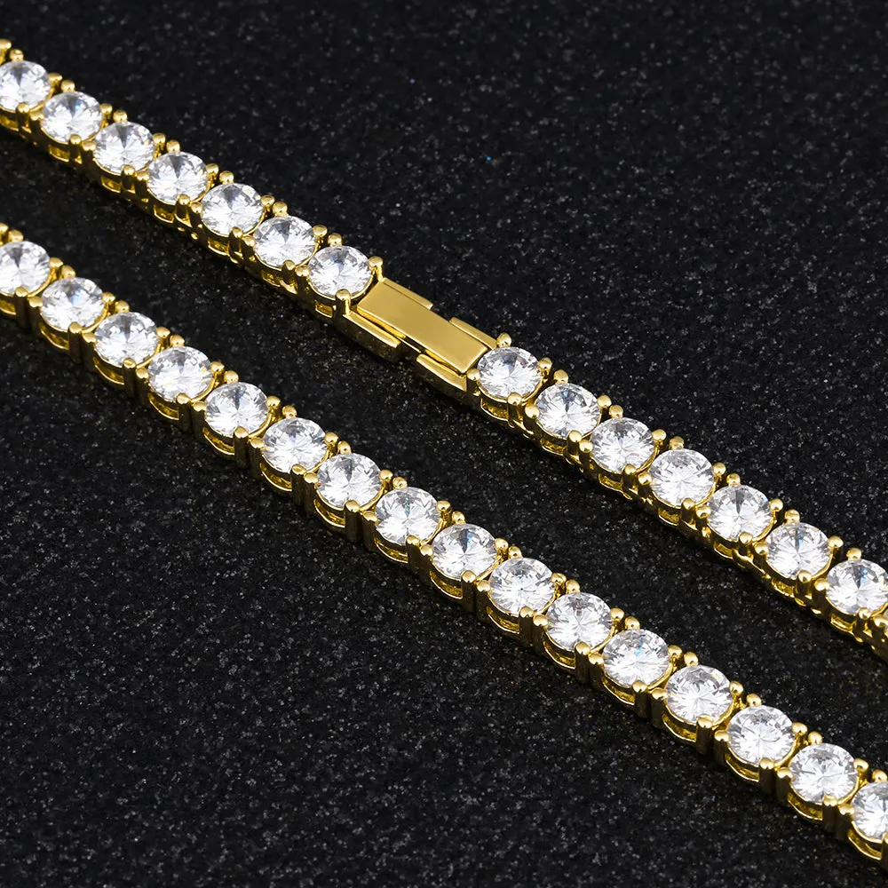 CZ Diamond Tennis Bracelets Set for Men's in 14K Gold (3mm 4mm) KRKC