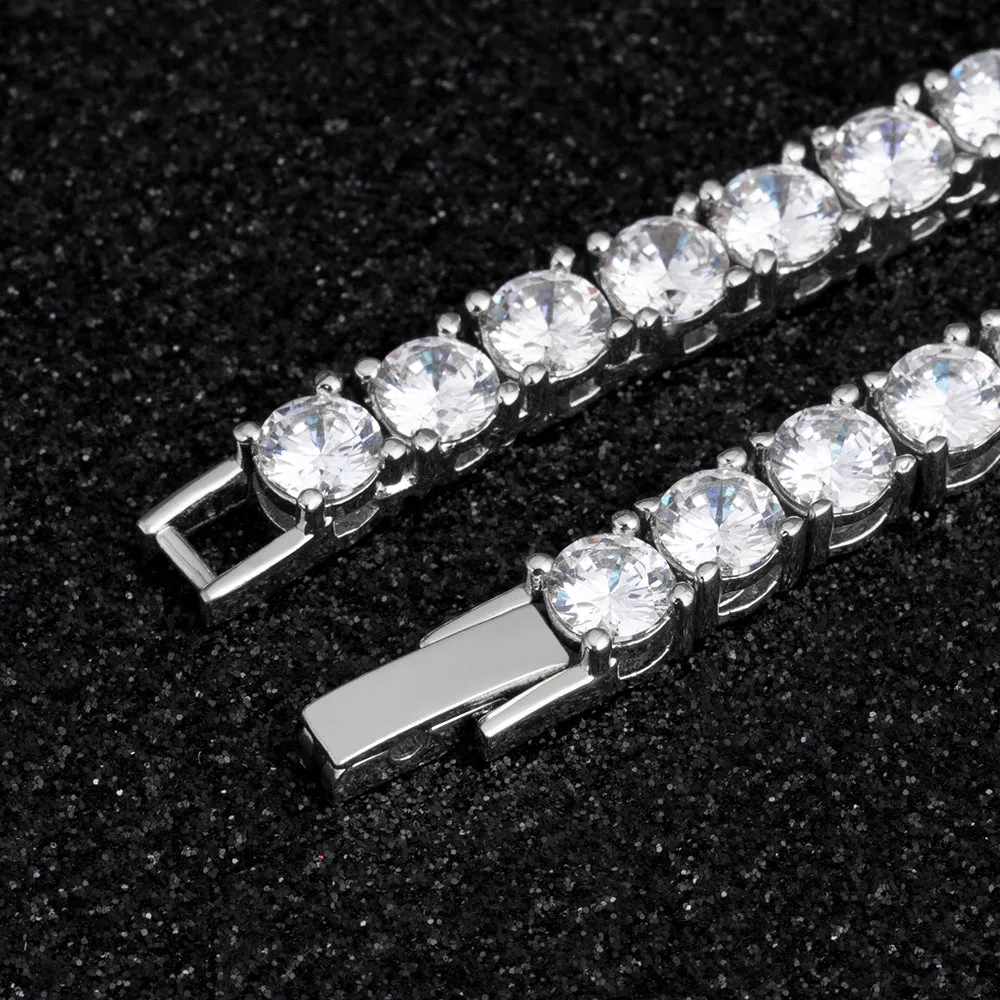 CZ Diamond Tennis Bracelets Set for Men's in White Gold (3mm 4mm) KRKC