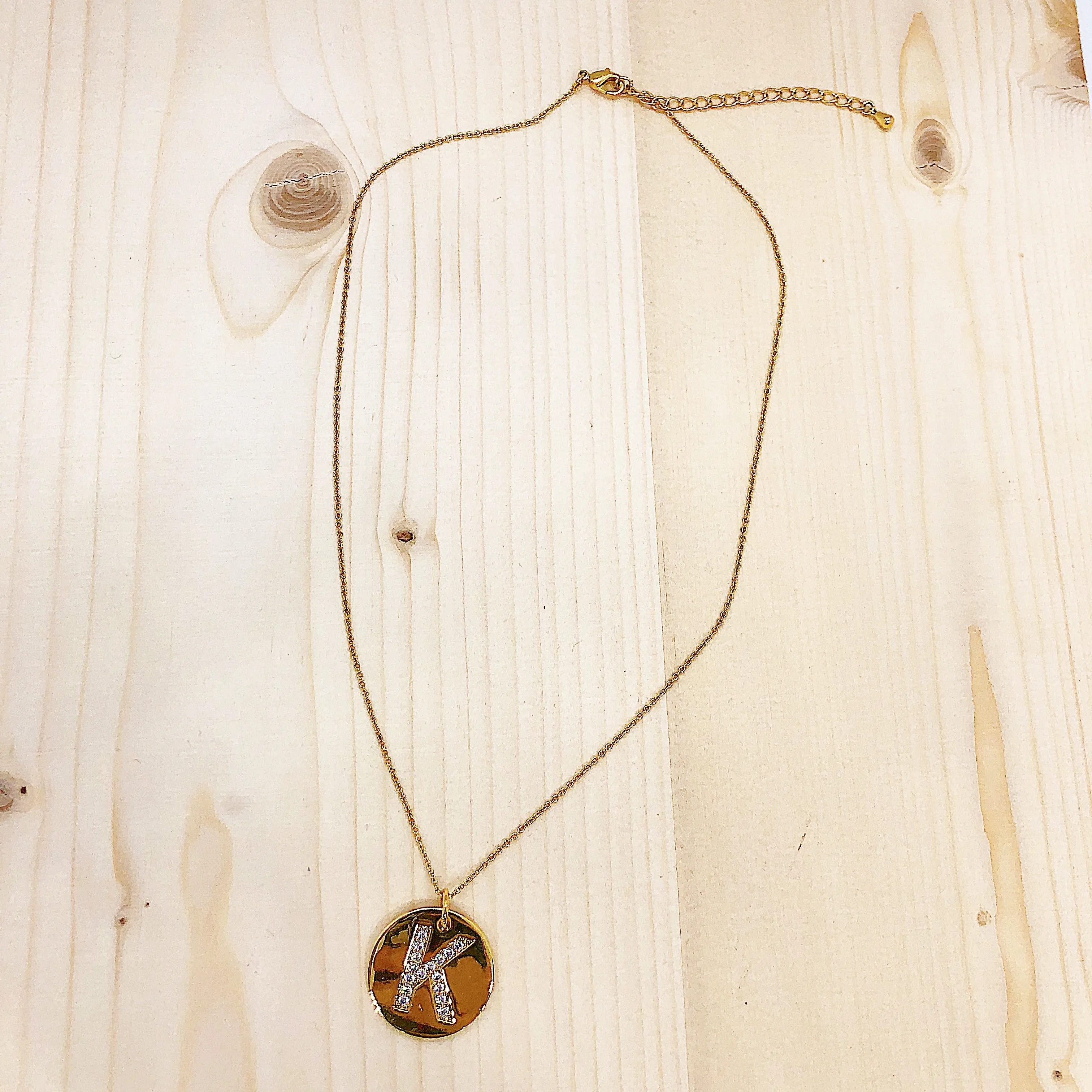 Disc Initial Pendant Necklace