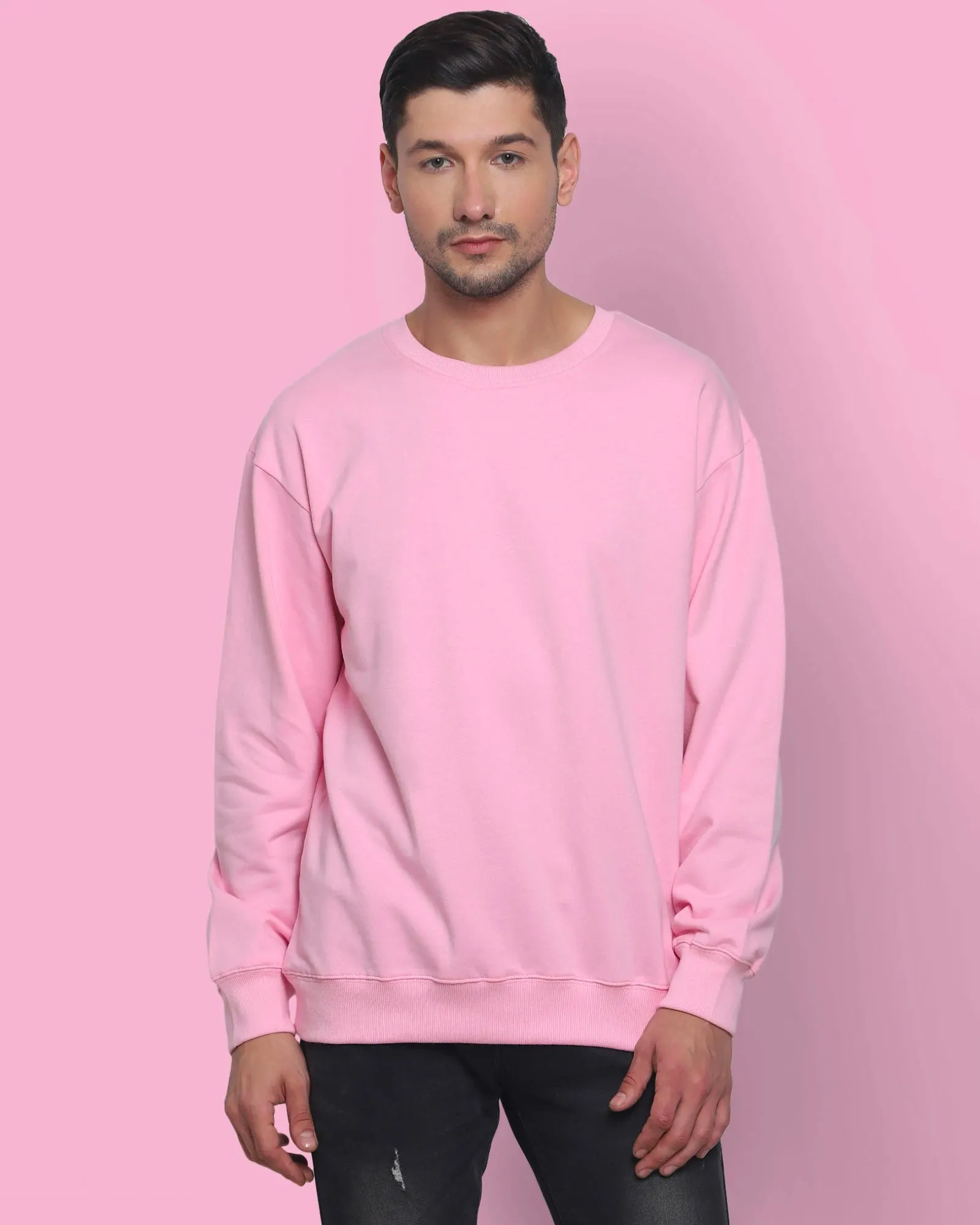 Drop Shoulder Sweatshirt: Baby Pink