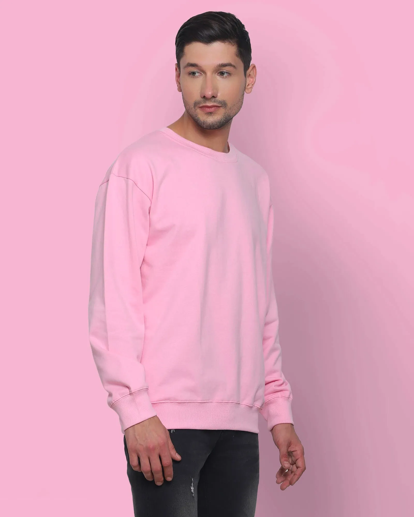 Drop Shoulder Sweatshirt: Baby Pink