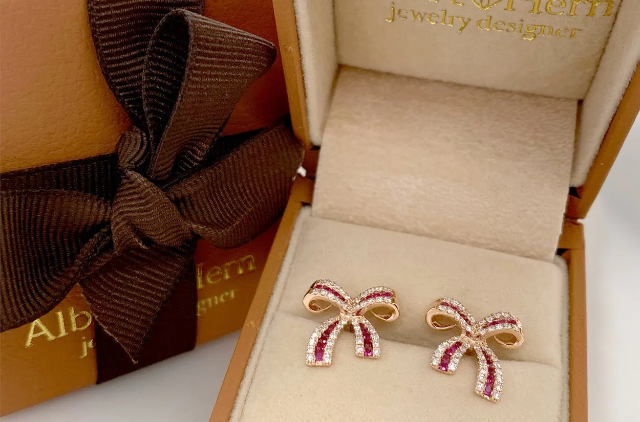 Earrings Bows 18kt Gold & Gemstones