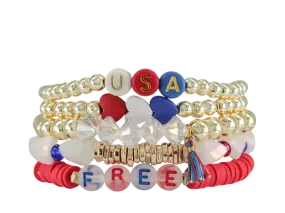 Erimish {STARS   STRIPES} Red, White   Blue Patriotic Stack {Set of 5 Bracelets}