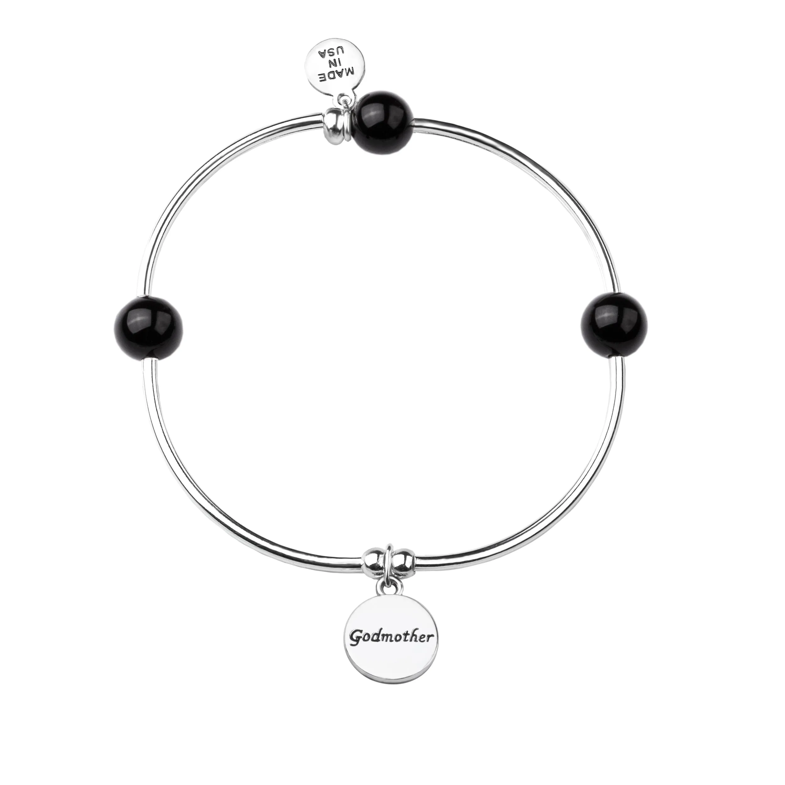 Godmother | Soft Bangle Charm Bracelet | Onyx