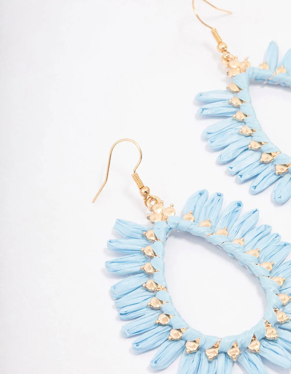 Gold Raffia Frayed Drop Earrings