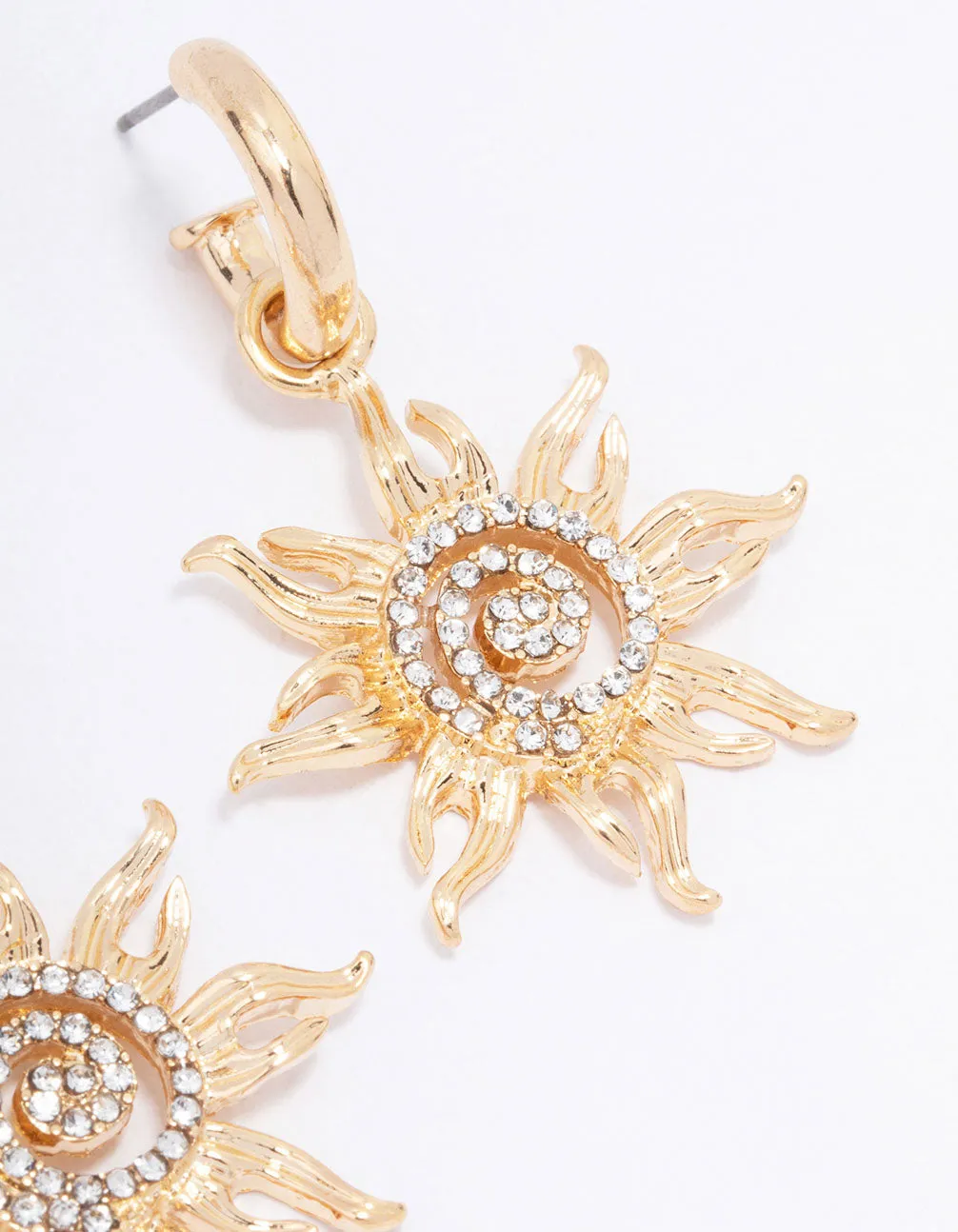 Gold Swirling Sun Drop Earrings