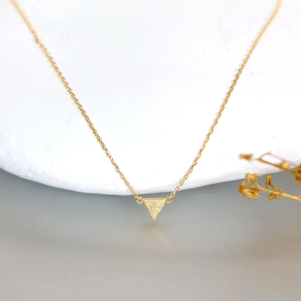 Gold Triangle Necklace, Gold Dipped Triangle Charm, Minimalist Necklace, Dainty Chain Necklace, Gift Necklace, Geometrical Necklace (SN108)