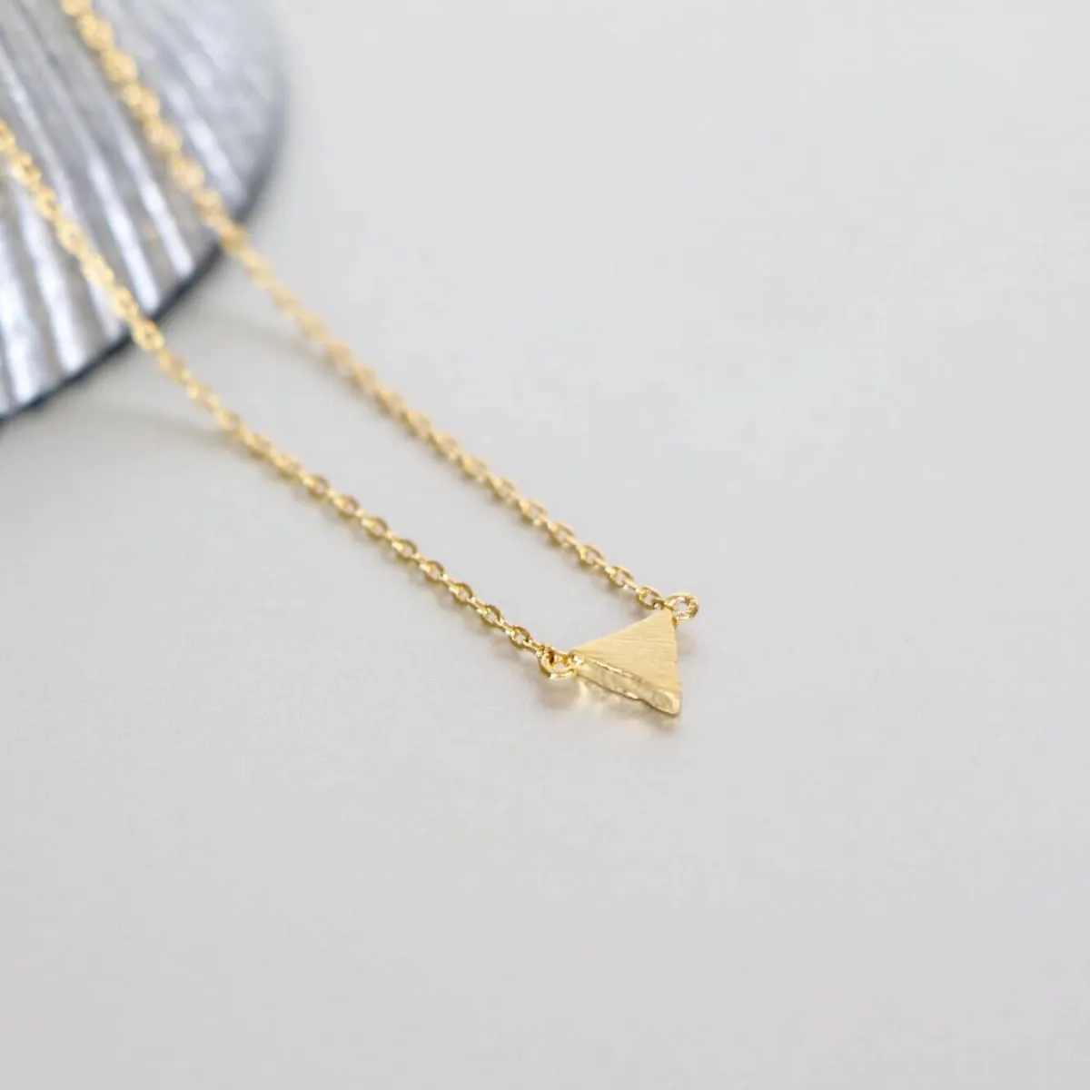 Gold Triangle Necklace, Gold Dipped Triangle Charm, Minimalist Necklace, Dainty Chain Necklace, Gift Necklace, Geometrical Necklace (SN108)