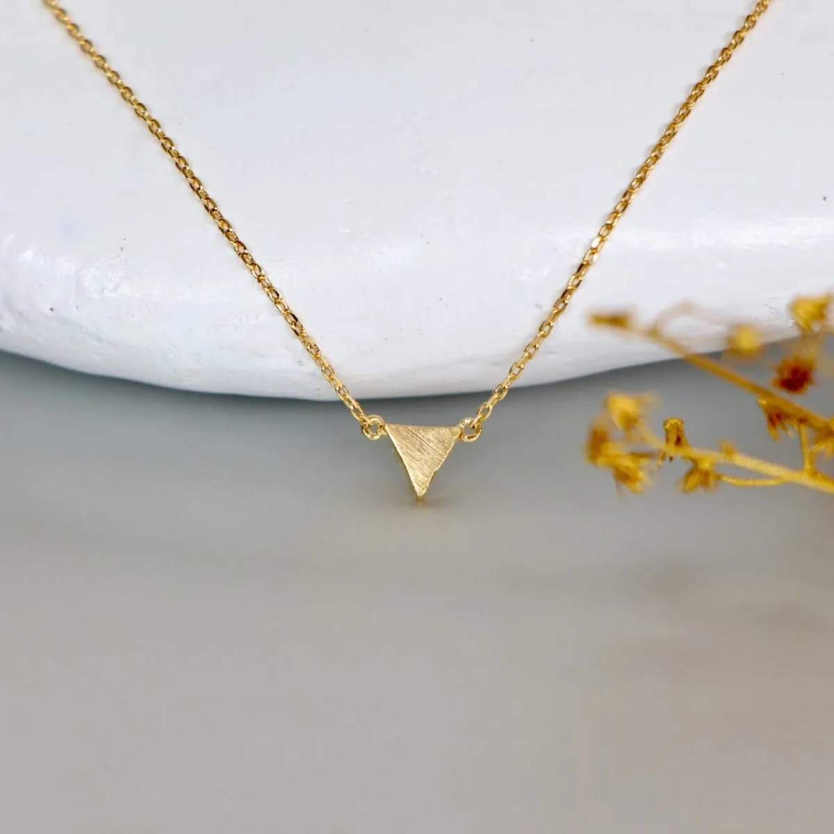 Gold Triangle Necklace, Gold Dipped Triangle Charm, Minimalist Necklace, Dainty Chain Necklace, Gift Necklace, Geometrical Necklace (SN108)