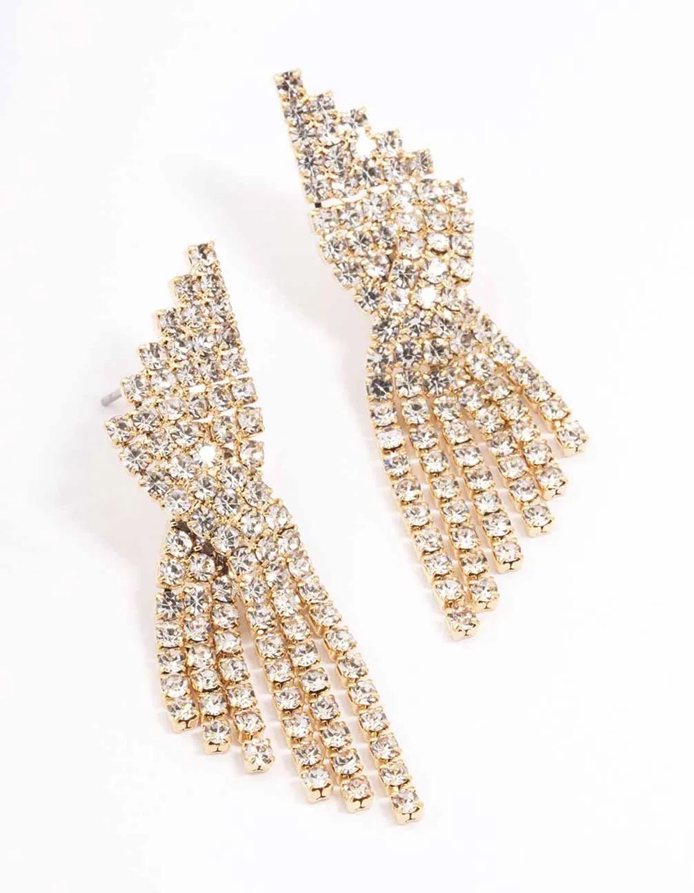 Gold Twisted Cupchain Drop Earrings