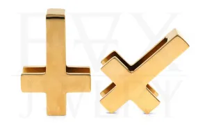 Golden Inverted Cross Ear Weights