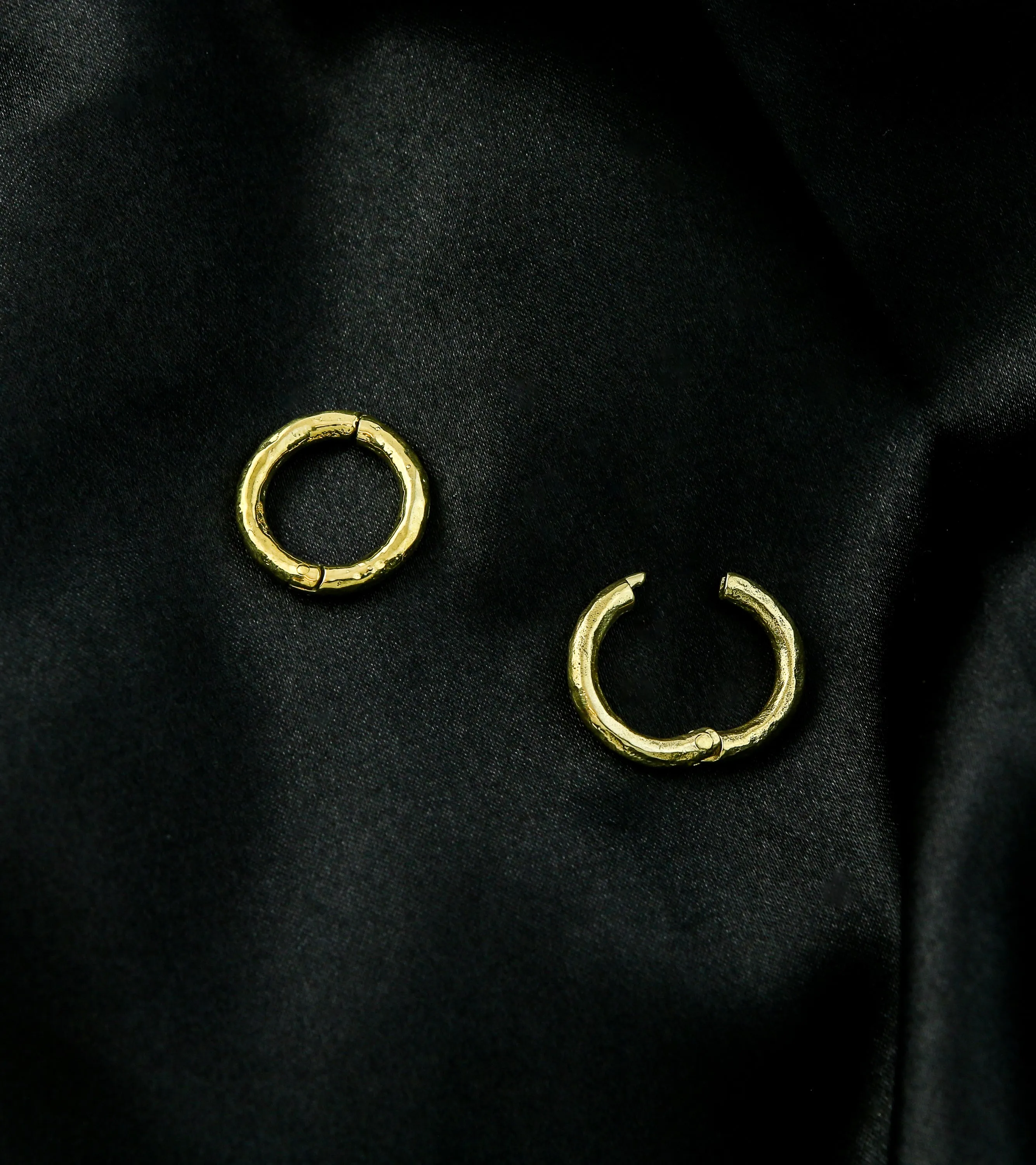 Hammered Hoop Brass Hinged Ear Weights