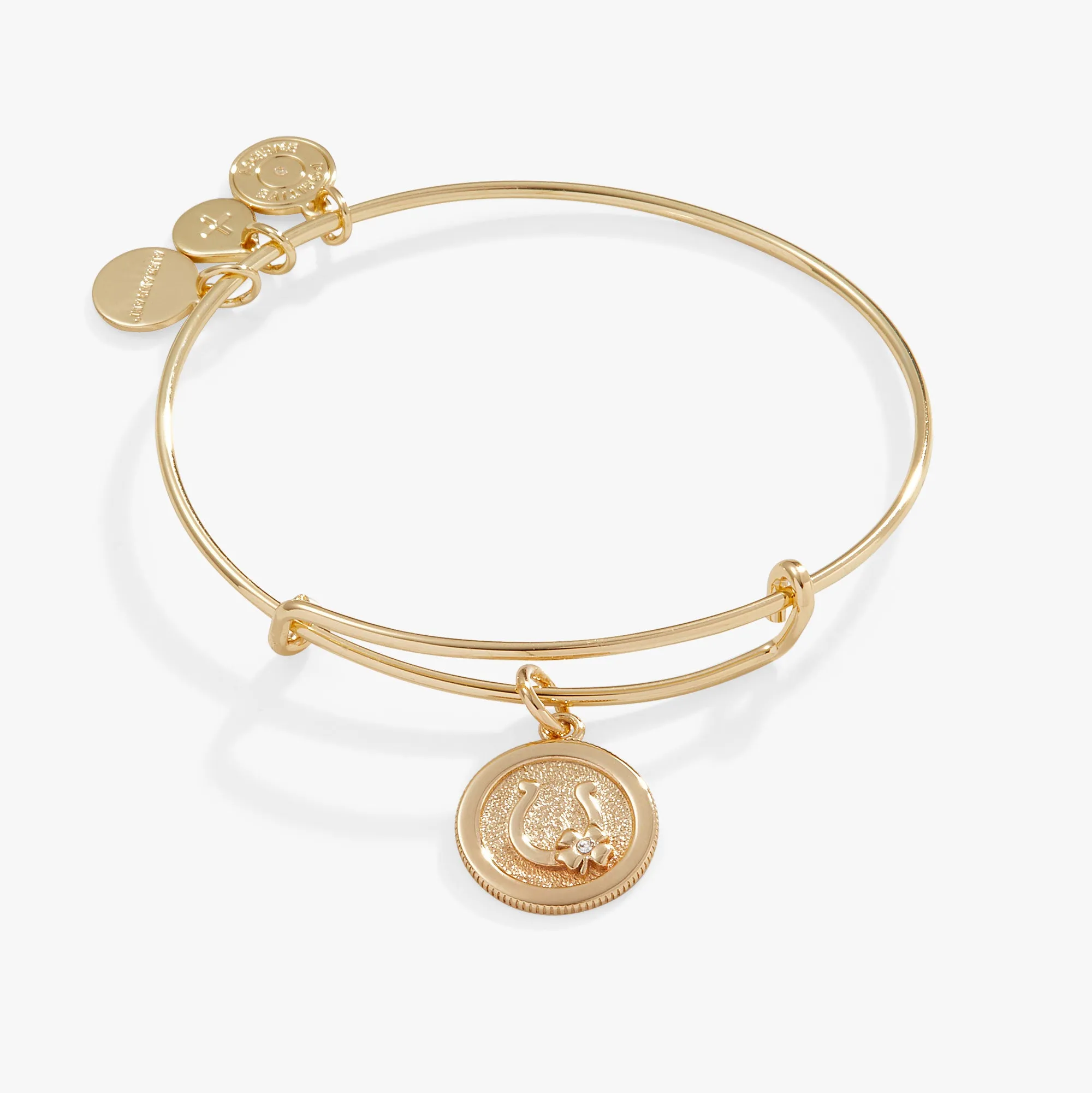 Horseshoe   Clover Charm Bangle Bracelet