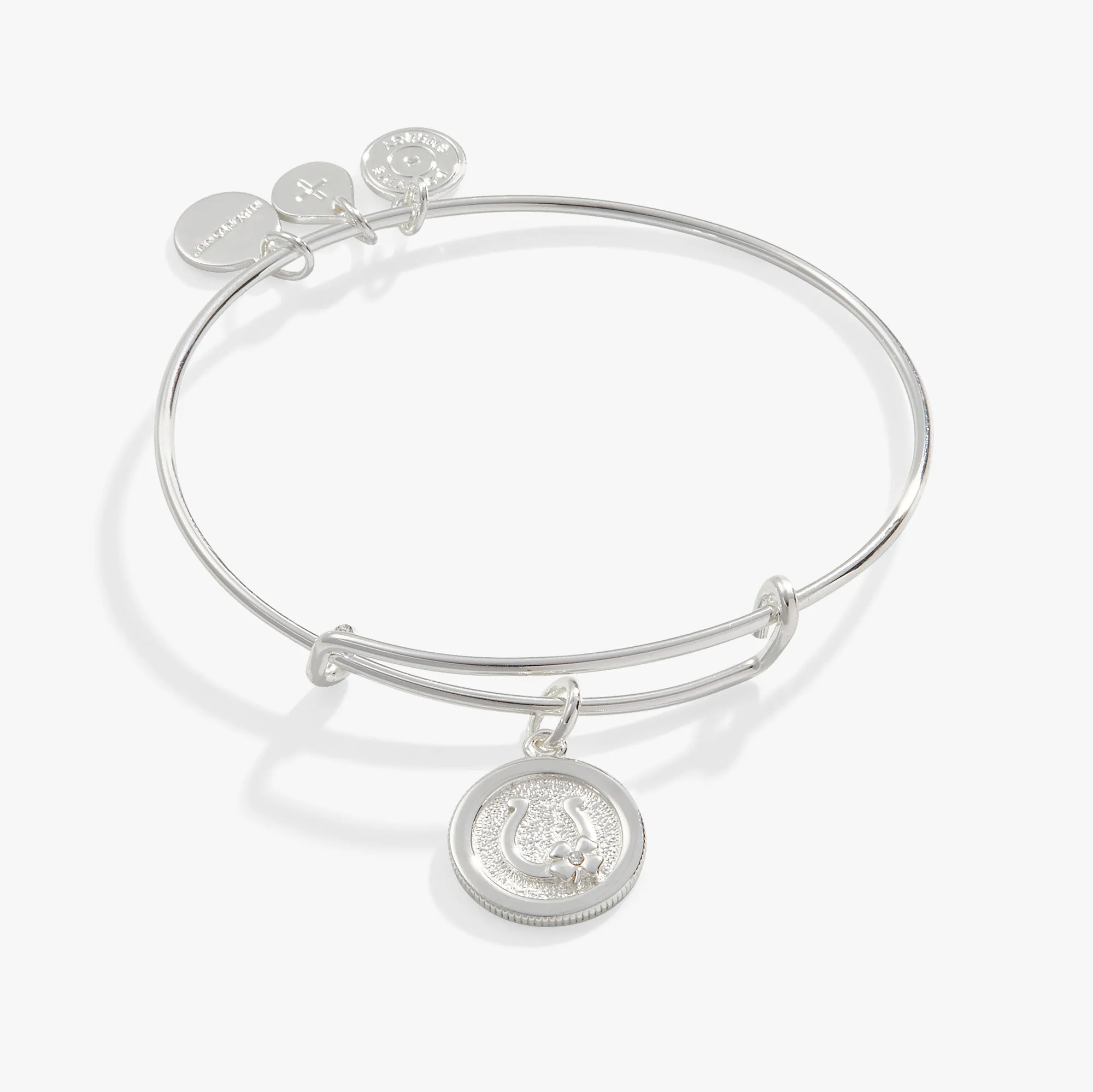 Horseshoe   Clover Charm Bangle Bracelet