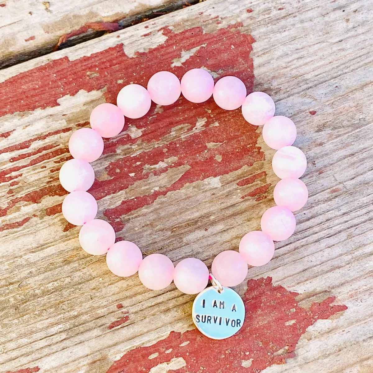 I am a Survivor - Affirmation Bracelets Combo with Rose Quartz