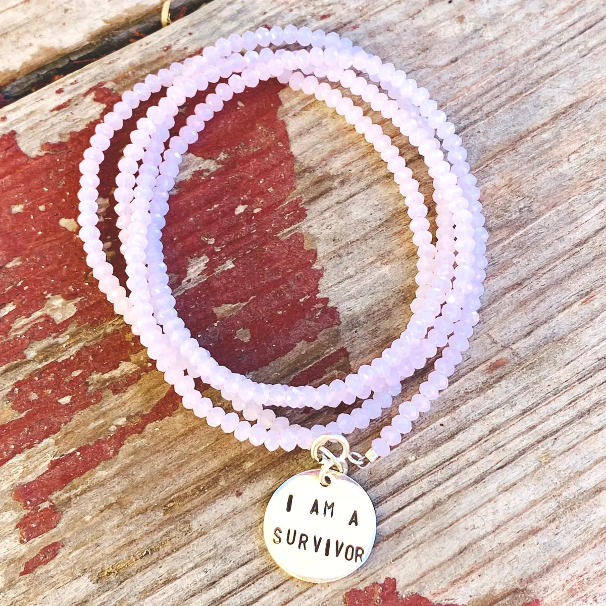 I am a Survivor - Affirmation Bracelets Combo with Rose Quartz