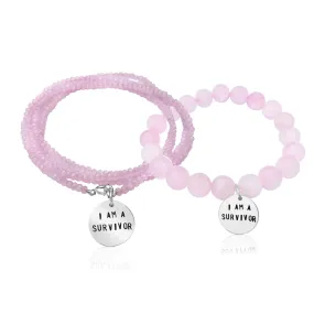 I am a Survivor - Affirmation Bracelets Combo with Rose Quartz