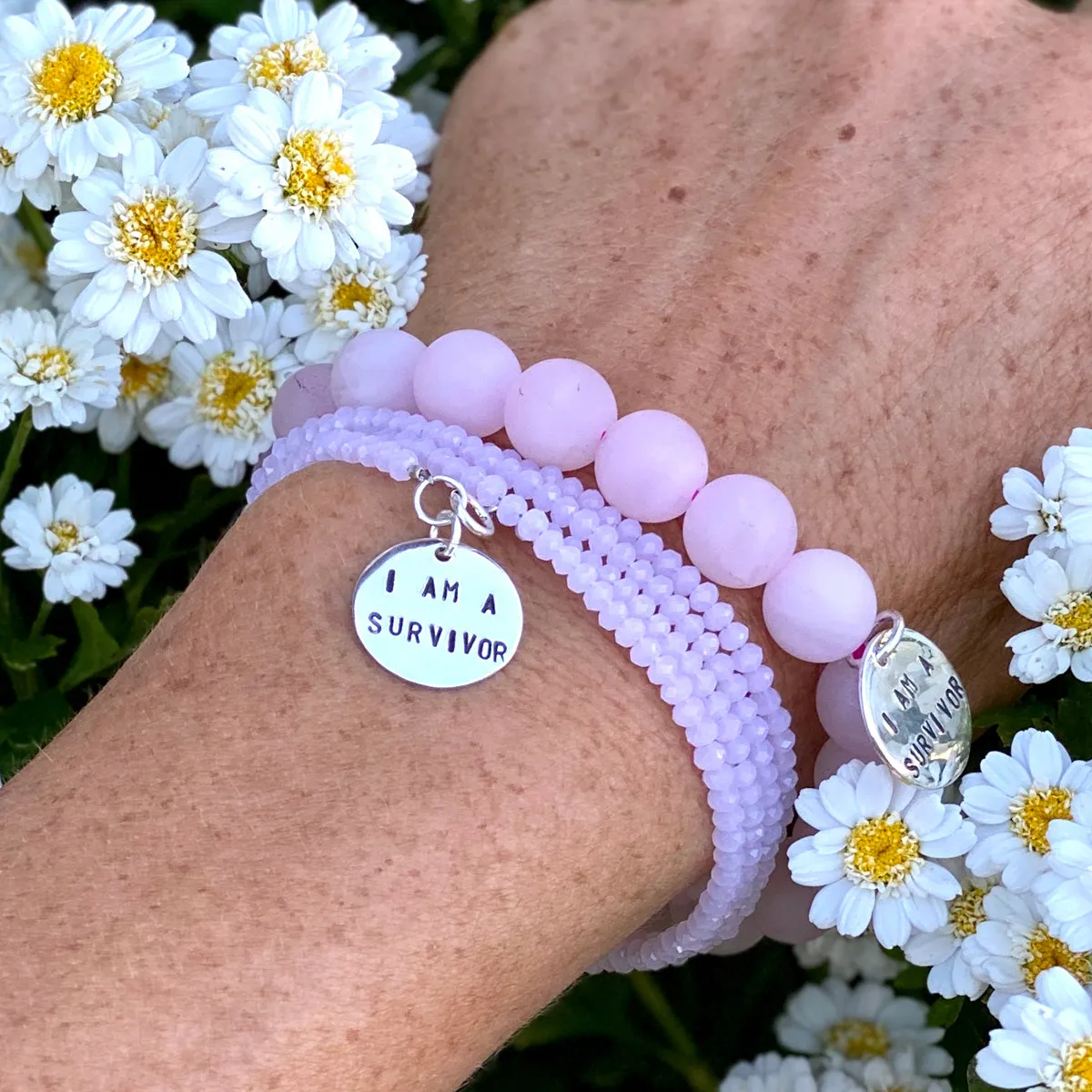 I am a Survivor - Affirmation Bracelets Combo with Rose Quartz