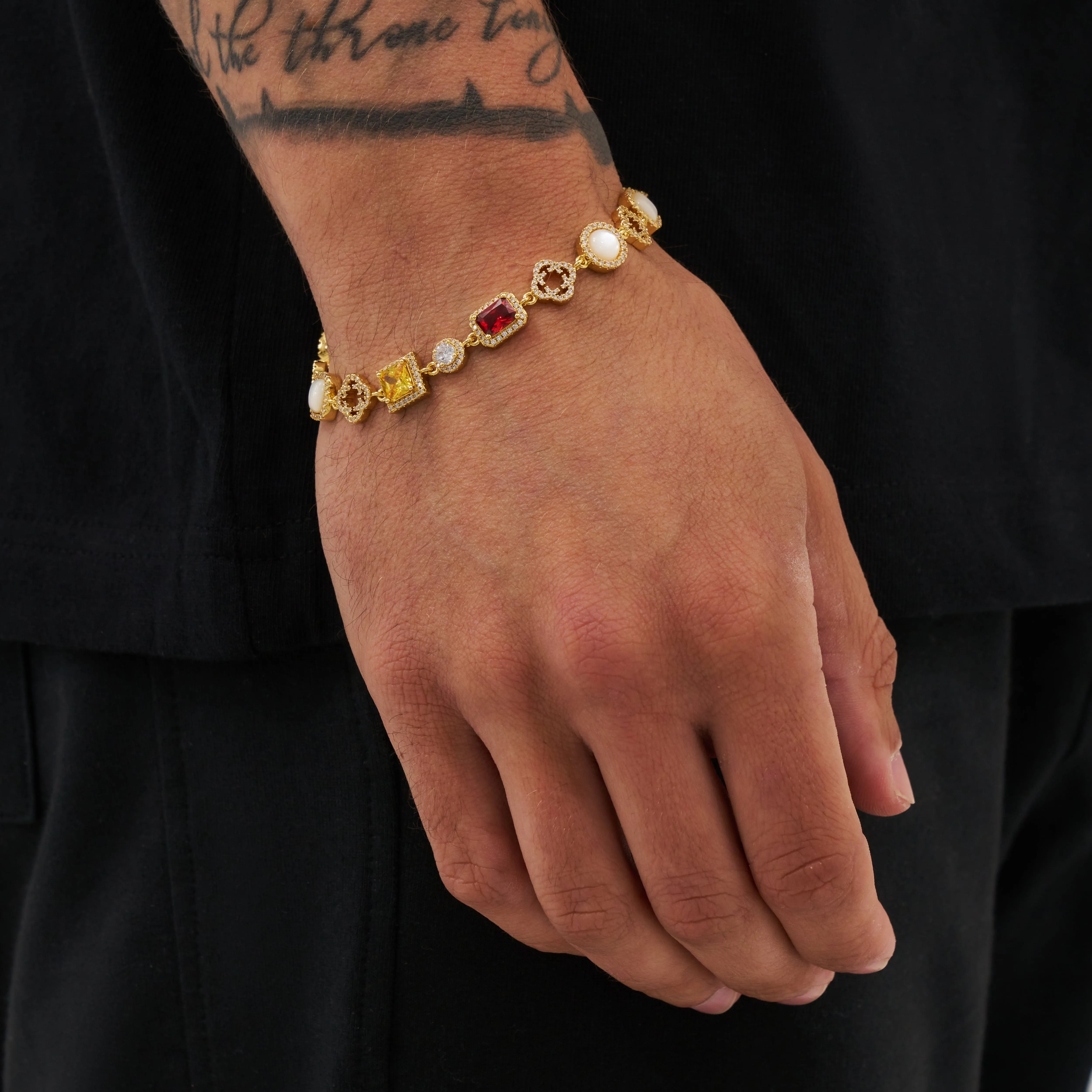 Iced Gemstone Bracelet (Gold)