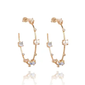 Ivory Gemstones Hoops