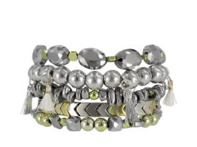 {JUNE} Erimish Silver   Yellow Stack {Set of 5 Bracelets}