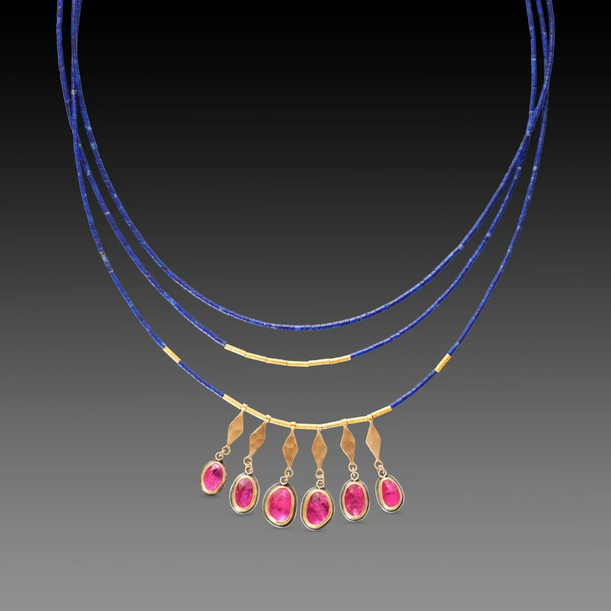 Lapis, Rubies & Gold Necklace