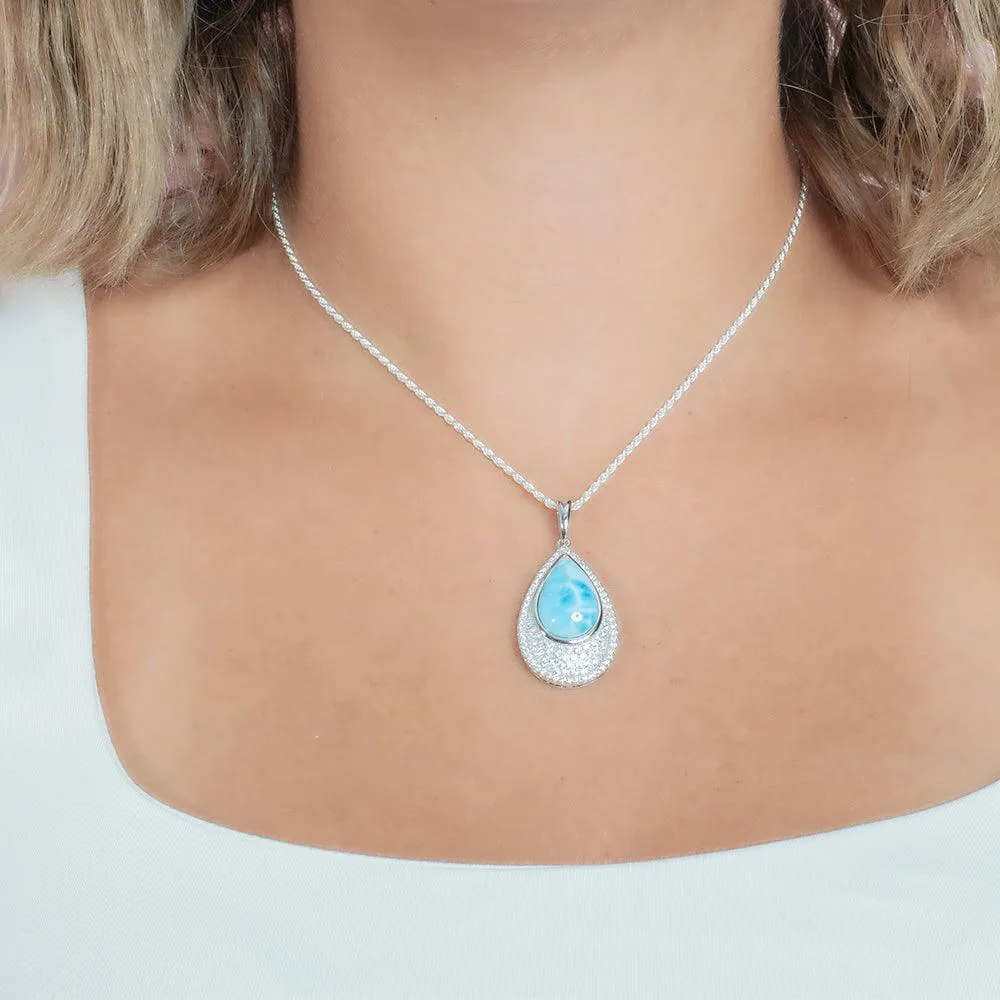 Larimar Alohilohi Teardrop Pendant