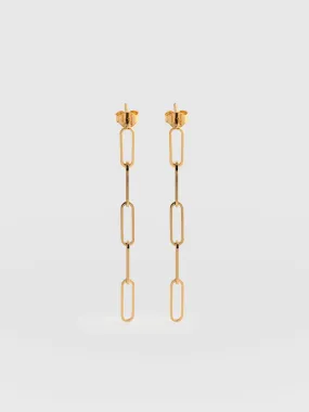 Link Chain Drop Earrings - Gold