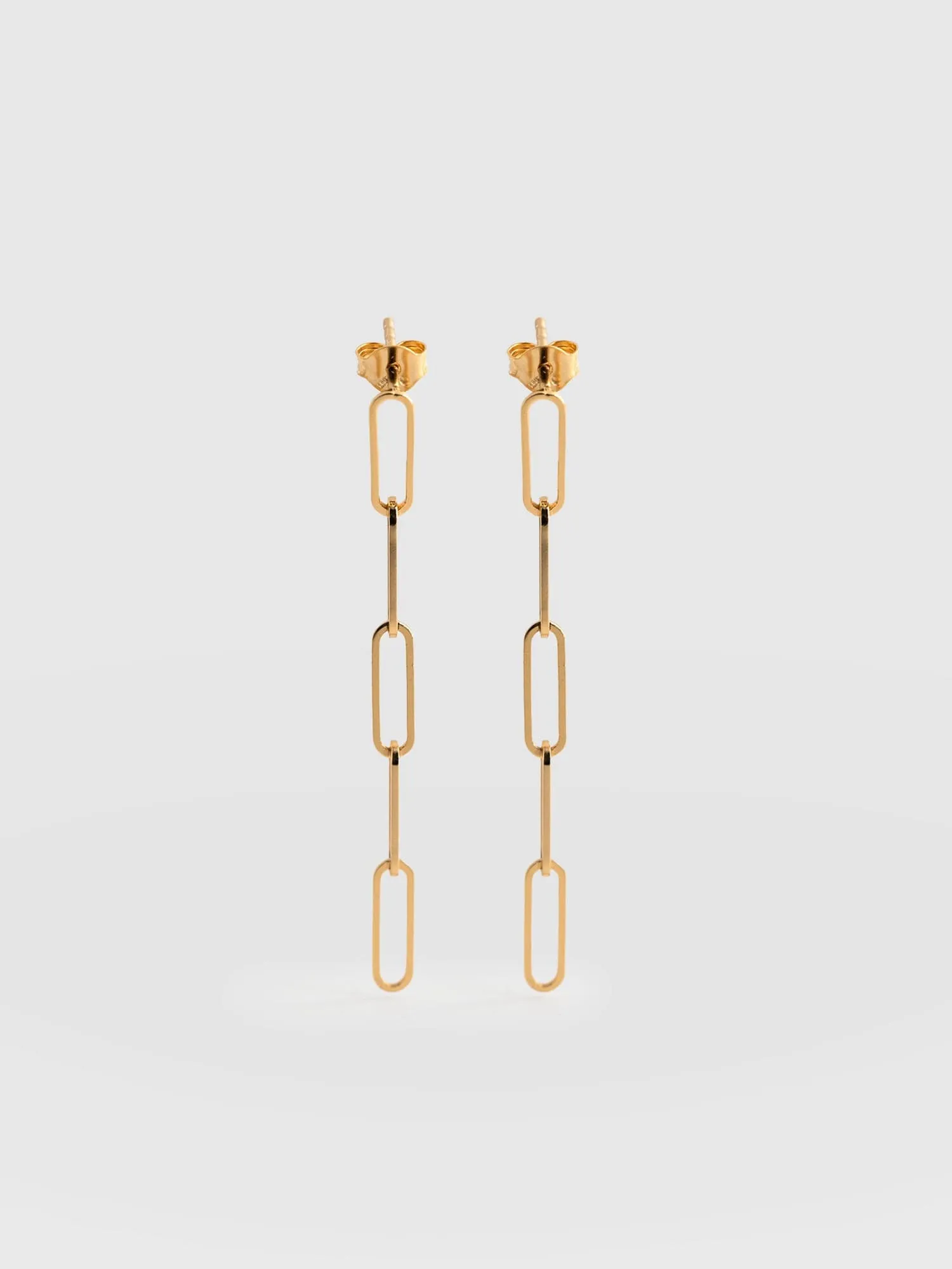 Link Chain Drop Earrings - Gold