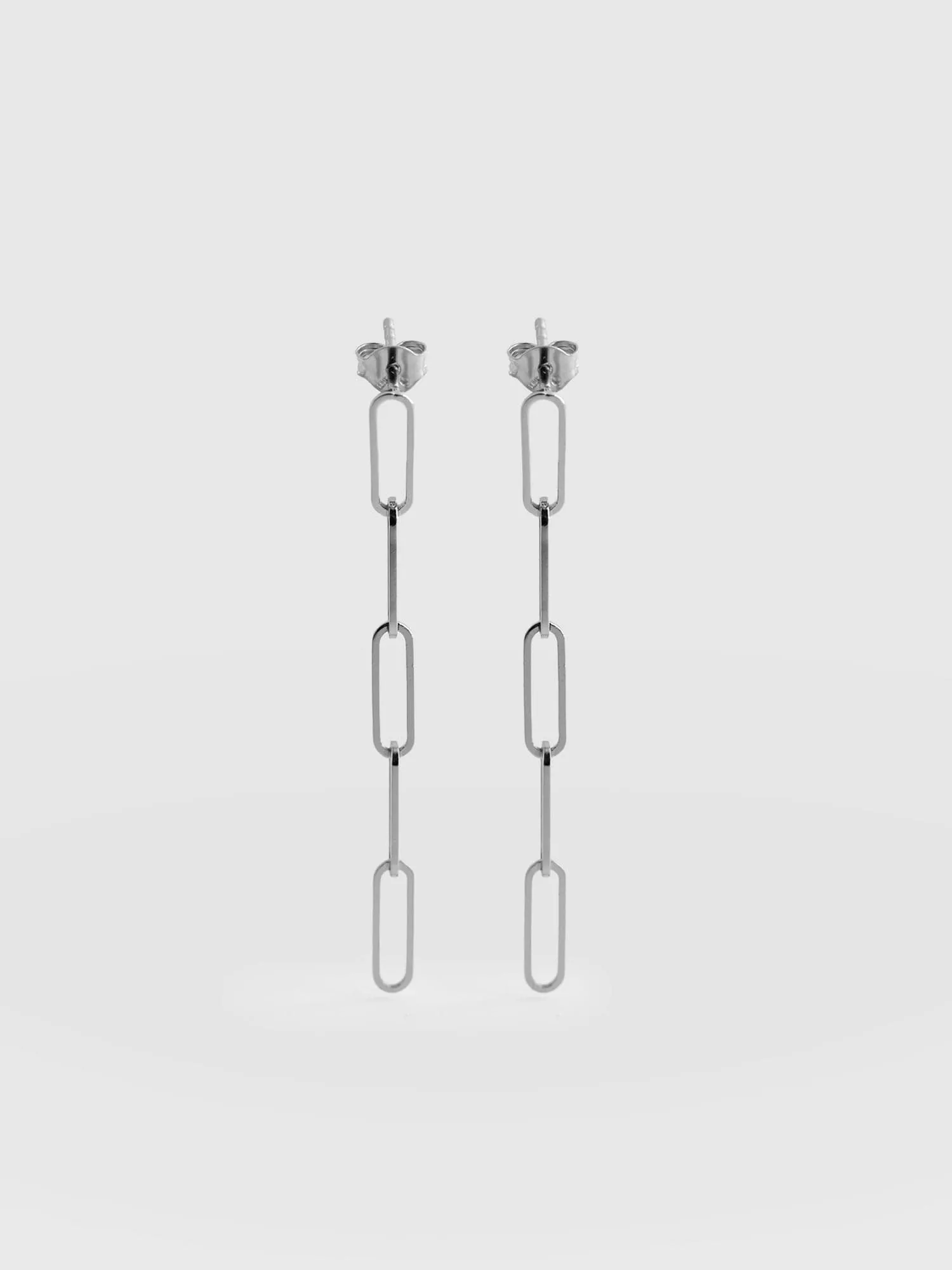 Link Chain Drop Earrings - Silver