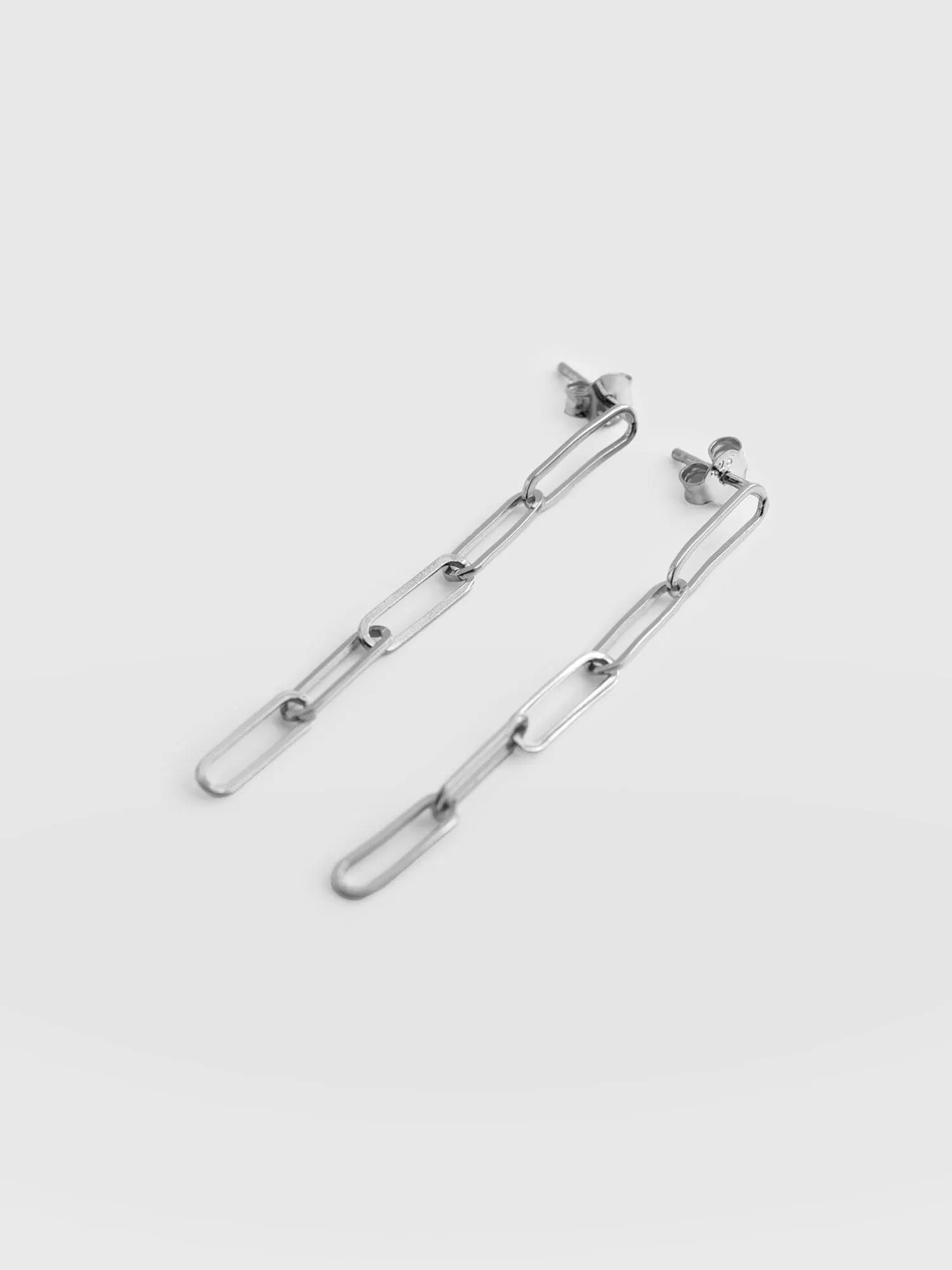 Link Chain Drop Earrings - Silver