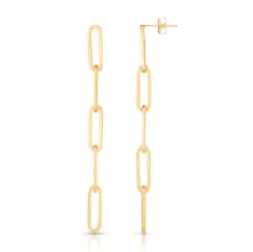 Long Paper Clip Link Drop Earrings