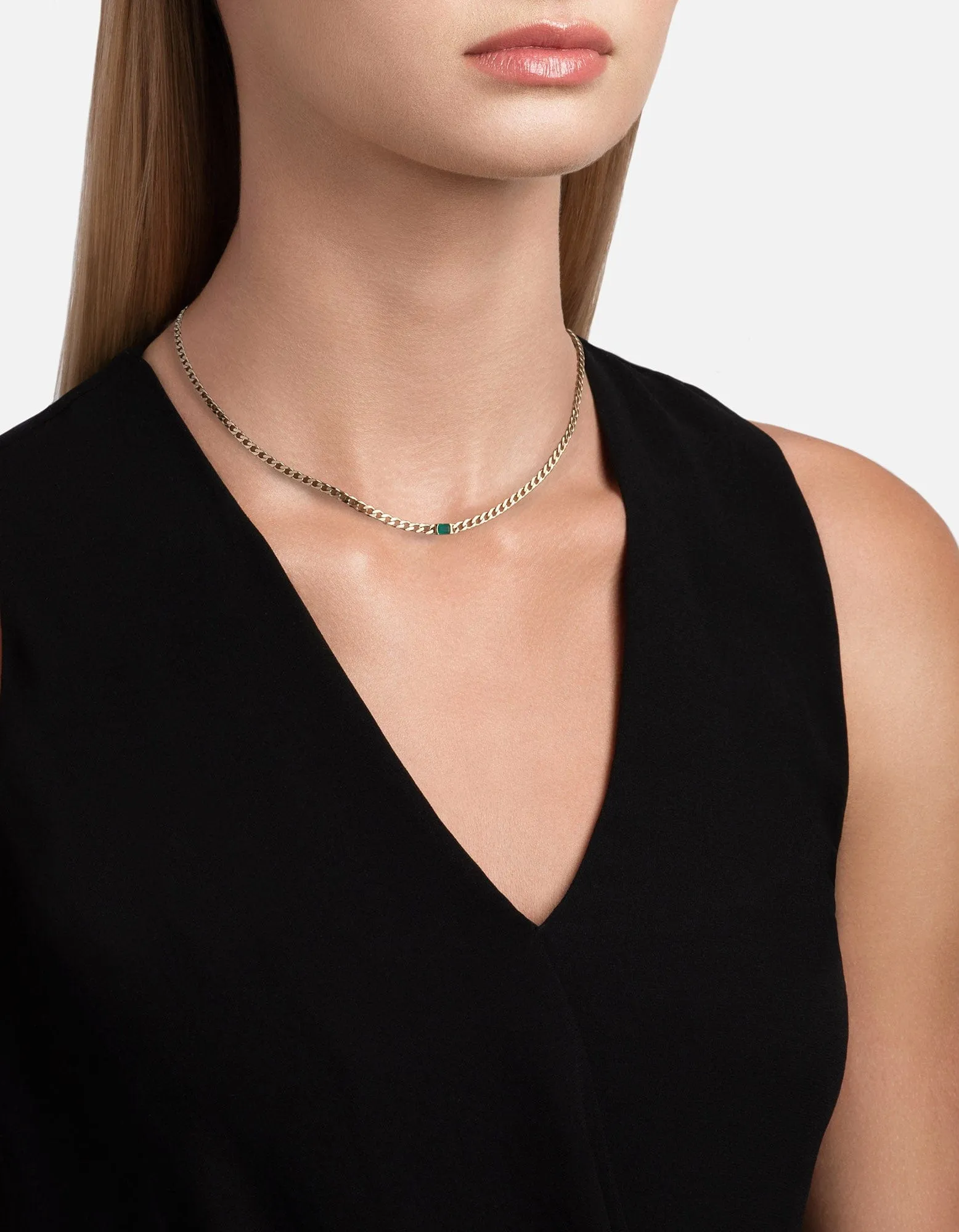 Lyra Emerald Choker, Gold Vermeil