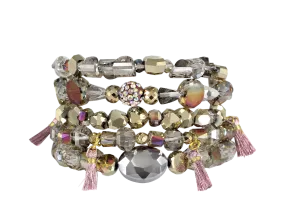 {MANHATTAN} Erimish Gold   Mauve Stack {Set of 5 Bracelets}