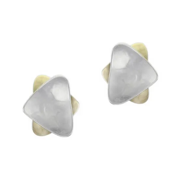 Marjorie Baer Hammered Stacked Rounded Triangles Clip Earrings