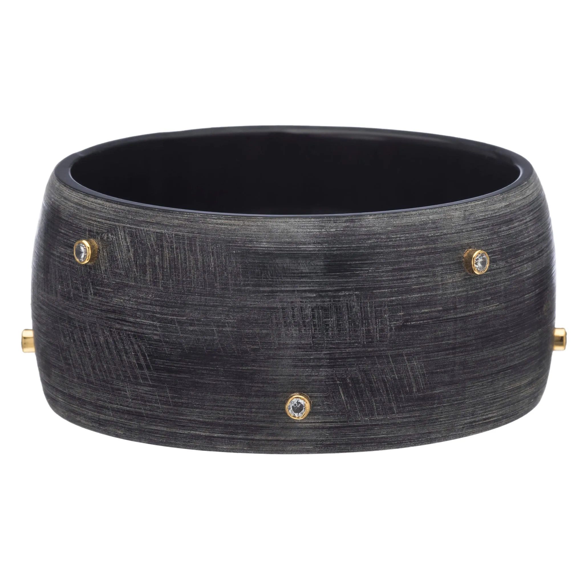 Matt Black Horn Bangle With Crystal