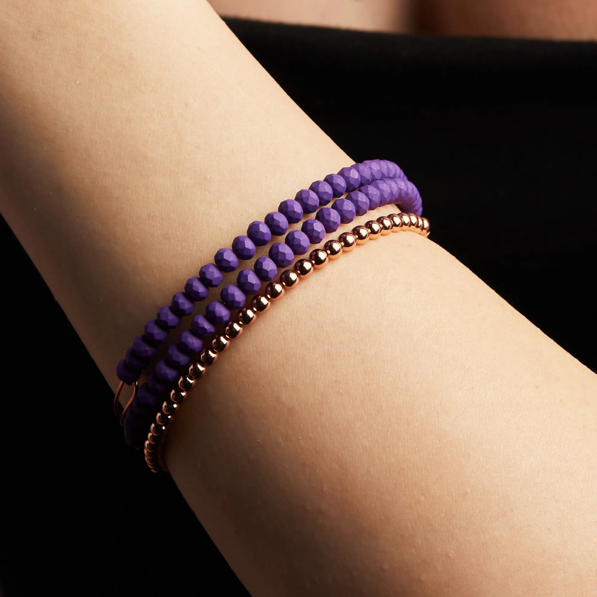 Matte Brilliance Beaded Bangle, Violet