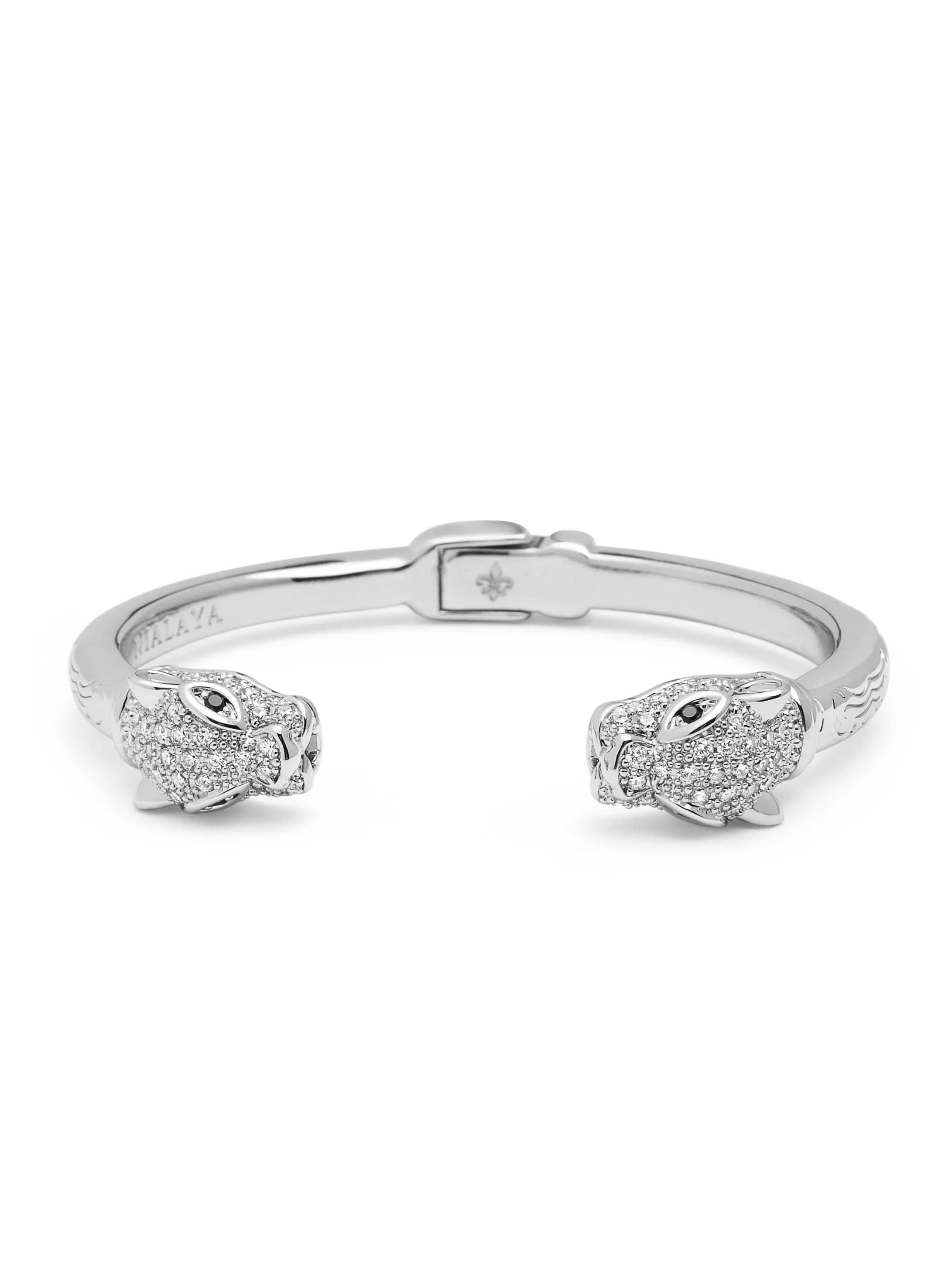 Men's Silver CZ Panther Bangle